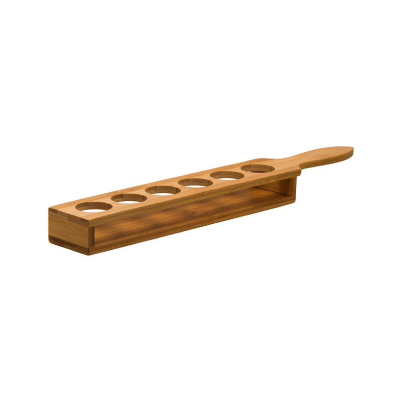 Bar Butler Bamboo 6 Hole Shot Glass Serving Tray
