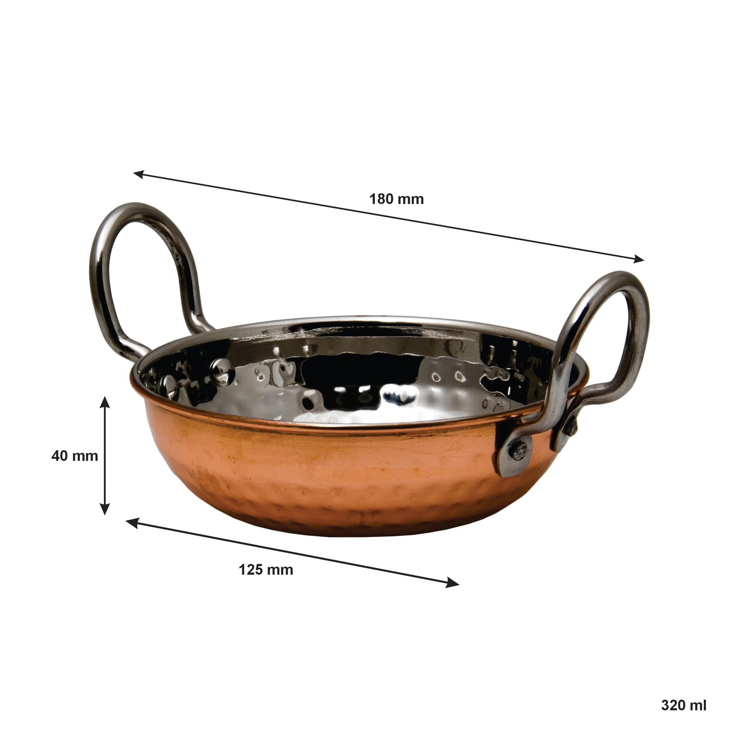 Karahi Pan Stainless Steel Hammered Copper Plated