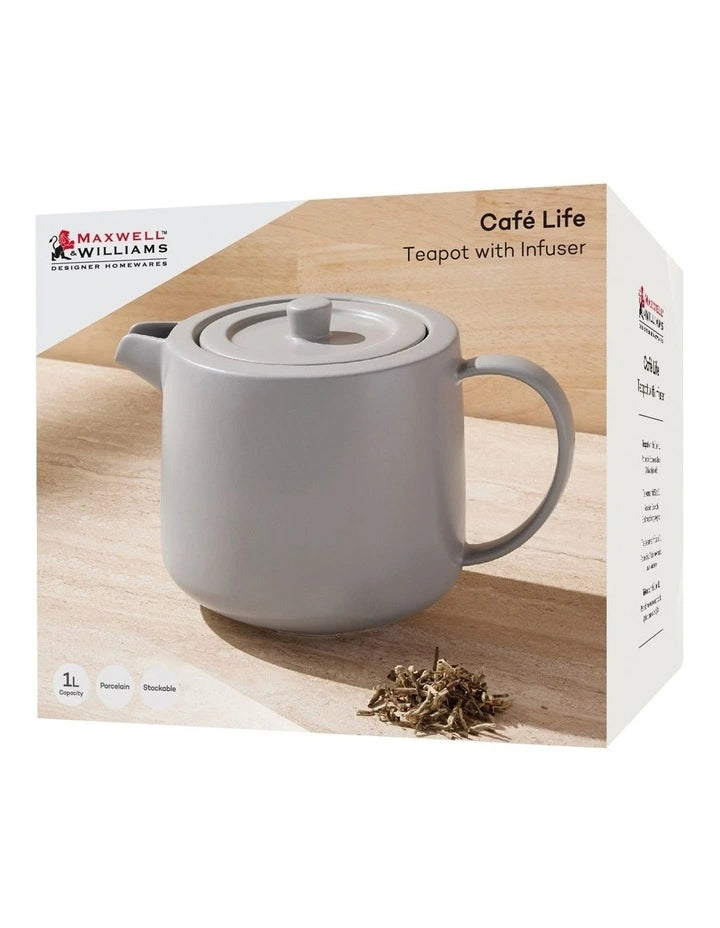 Maxwell Williams CafeLife Teapot &Inf 1L Grey
