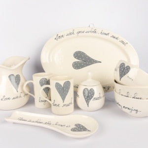 Spoon Rest Deep Heart & Words Grey