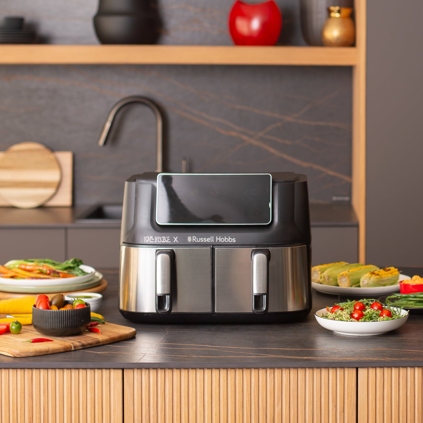 Russell Hobbs Dual Air Fryer 9L Stainless Steel