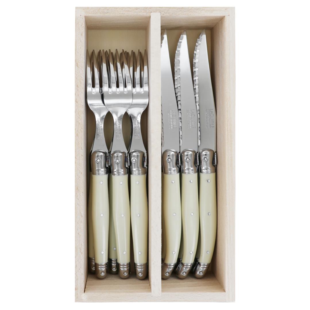 Andre Verdier Steak Knife&Fork Set Ivory 12 Pc