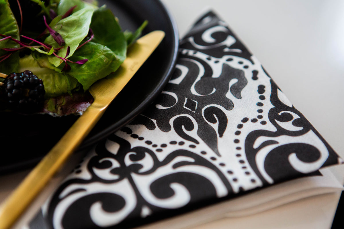 Tavola Abstract Napkin Pack of 25 Black