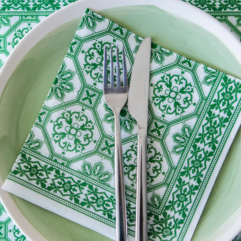 Tavola Tile Bio Napkins Pack of 25 Green