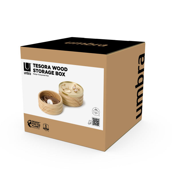 Umbra Tesora Wood Storage Box Natural & Brass