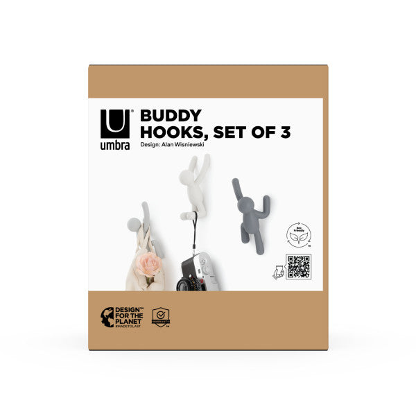 Umbra Buddy Hooks Grey Set of 3