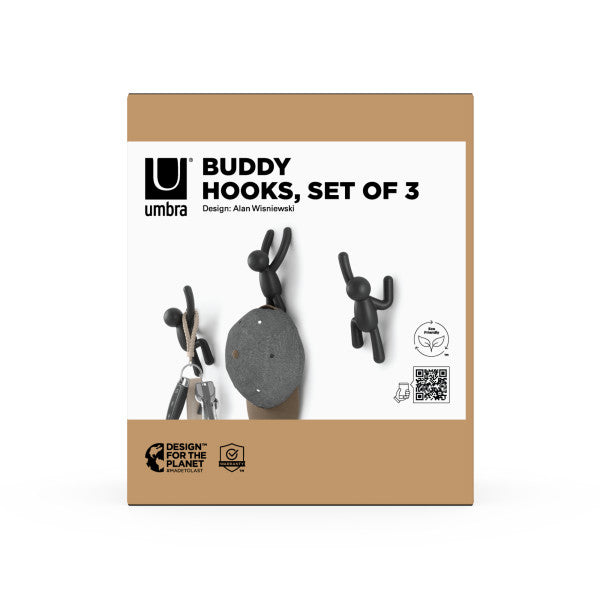 Umbra Buddy Hooks Black Set of 3