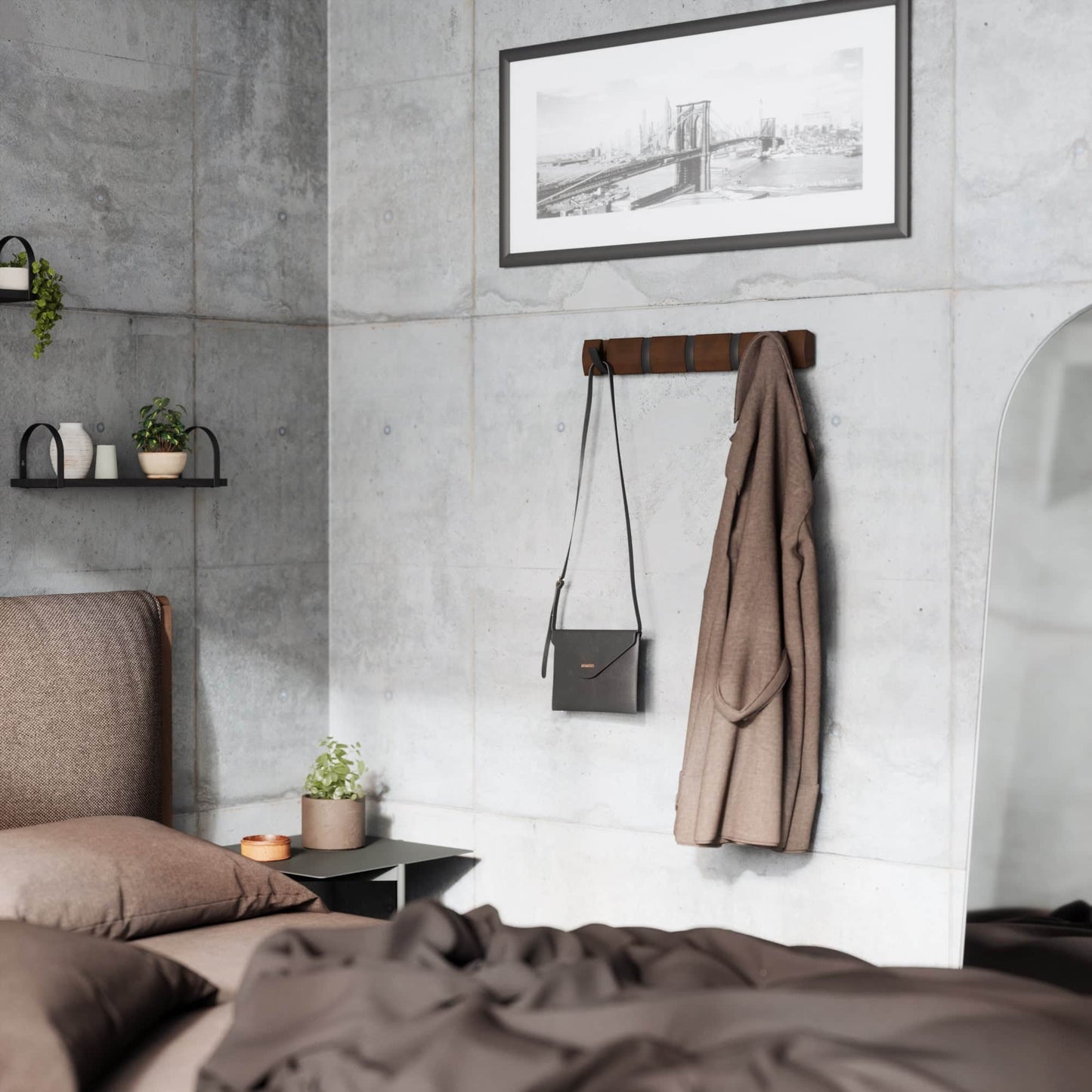 Umbra Flip Hook Set of 5 Black & Walnut