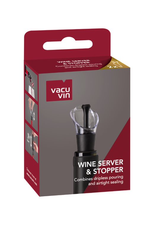 Vacu Vin Wine Server & Stopper Black 2 Piece