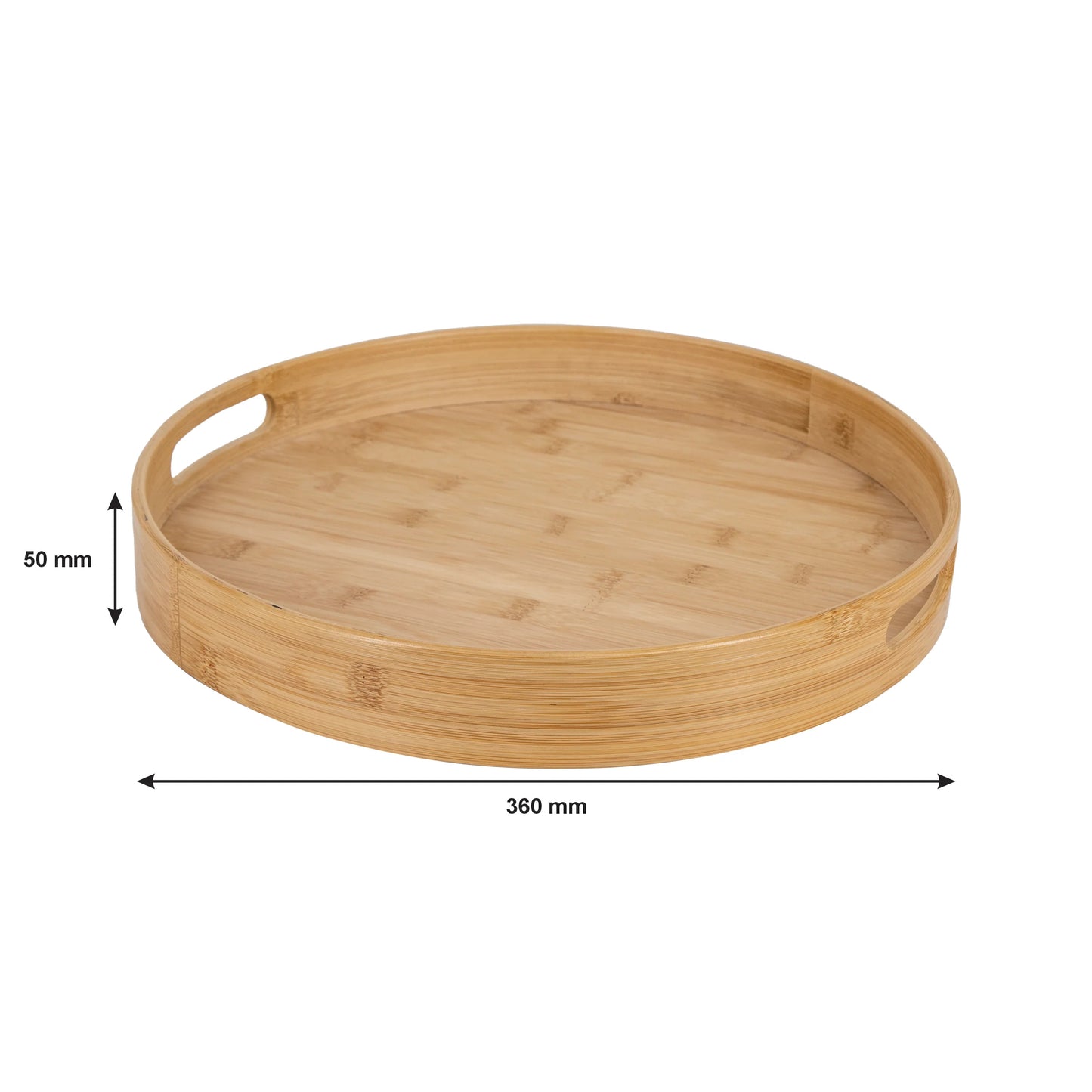 Bamboo Round Serving Tray with Handle