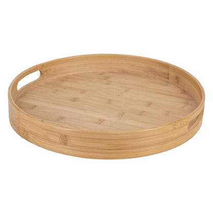 Bamboo Round Serving Tray with Handle