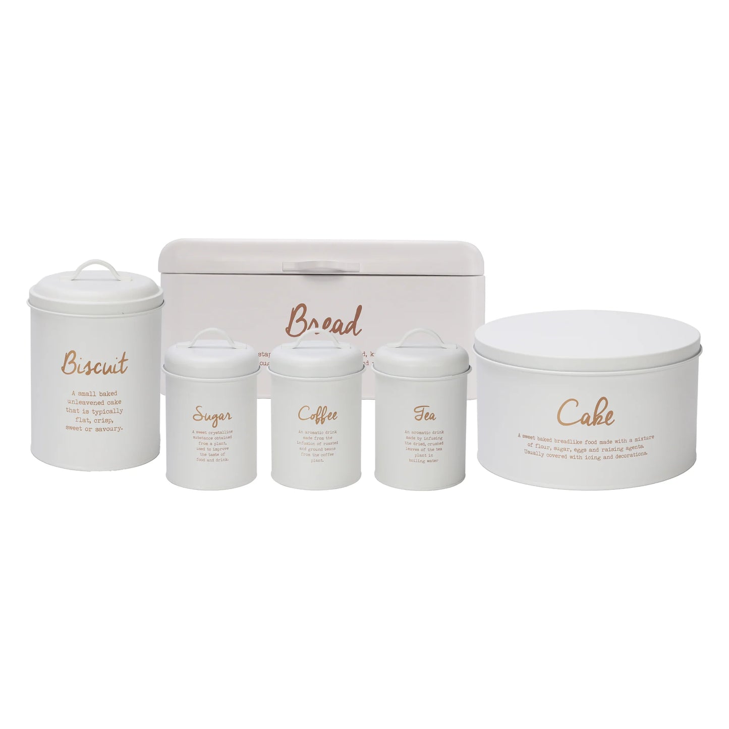 Regent Biscuit Canister White with Gold Printing