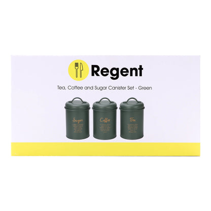 Regent Tea coffee Sugar Canisters Green &  Gold