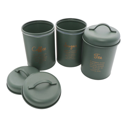 Regent Tea coffee Sugar Canisters Green &  Gold