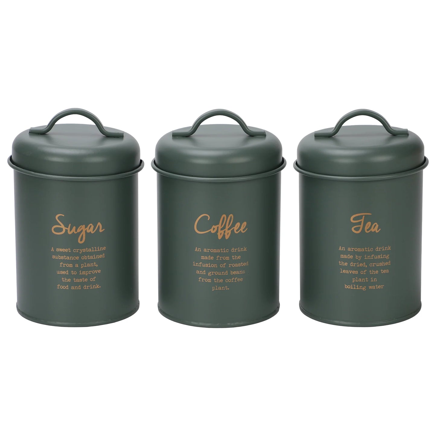 Regent Tea coffee Sugar Canisters Green &  Gold