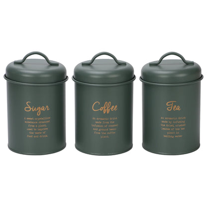 Regent Tea coffee Sugar Canisters Green &  Gold