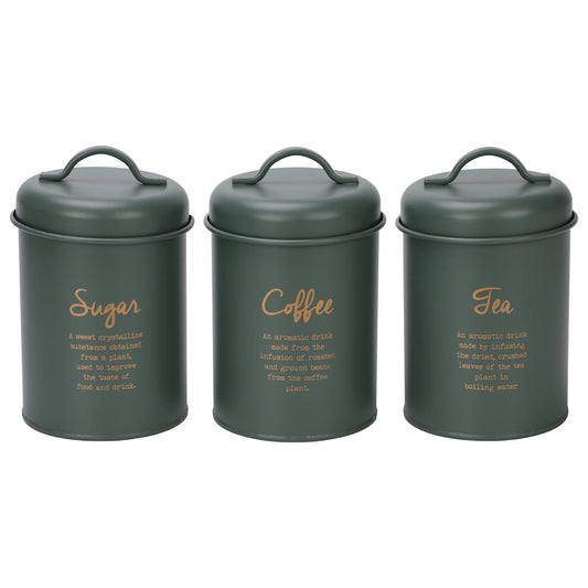 Regent Tea coffee Sugar Canisters Green &  Gold