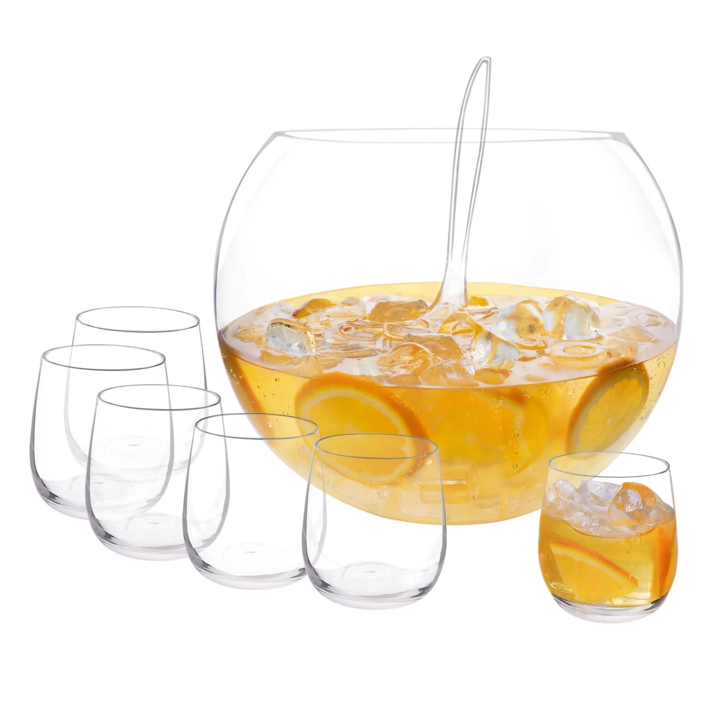 Genoa Glass Punch Bowl with 6 Glasses