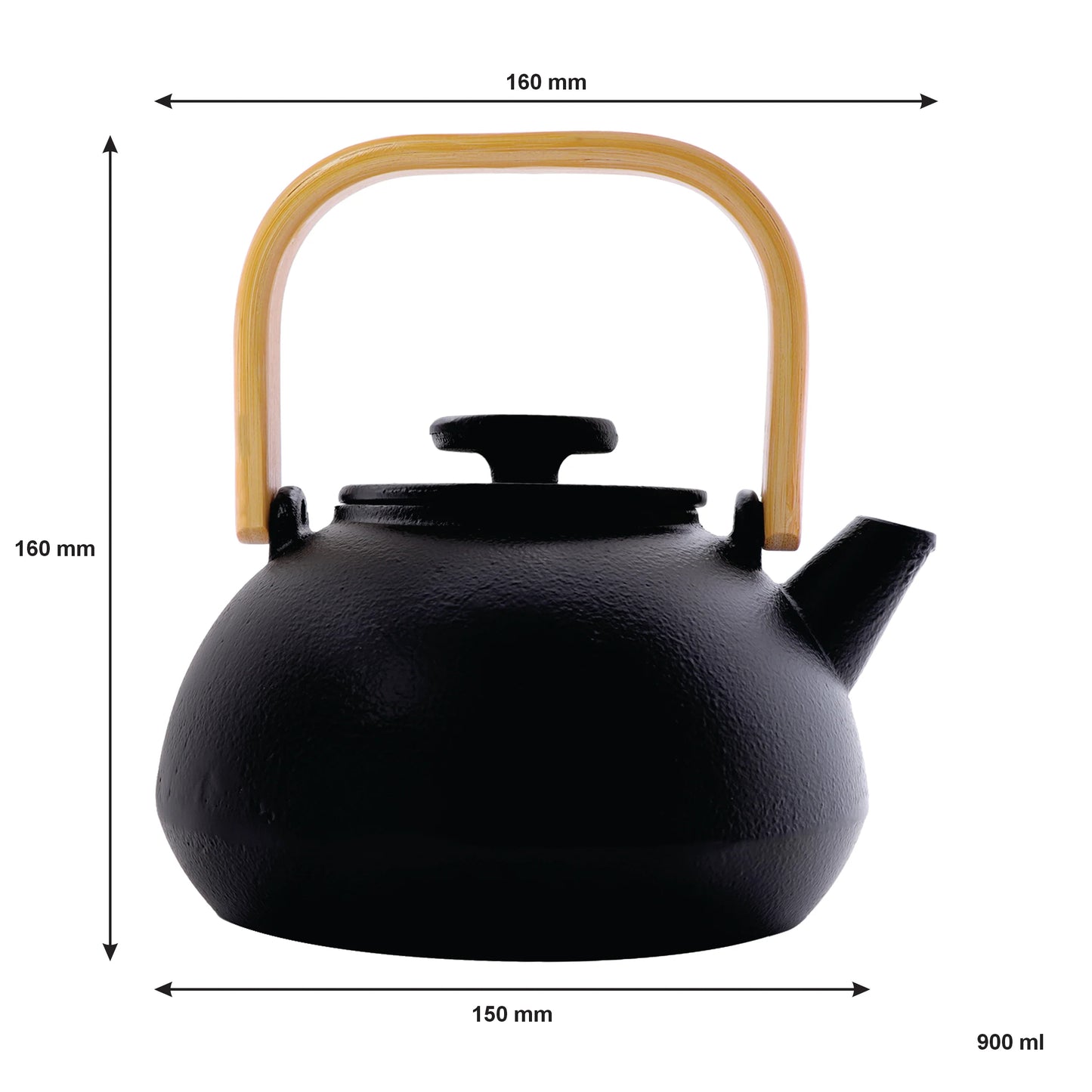 Regent Cast Iron Japanese Teapot Black 900ml