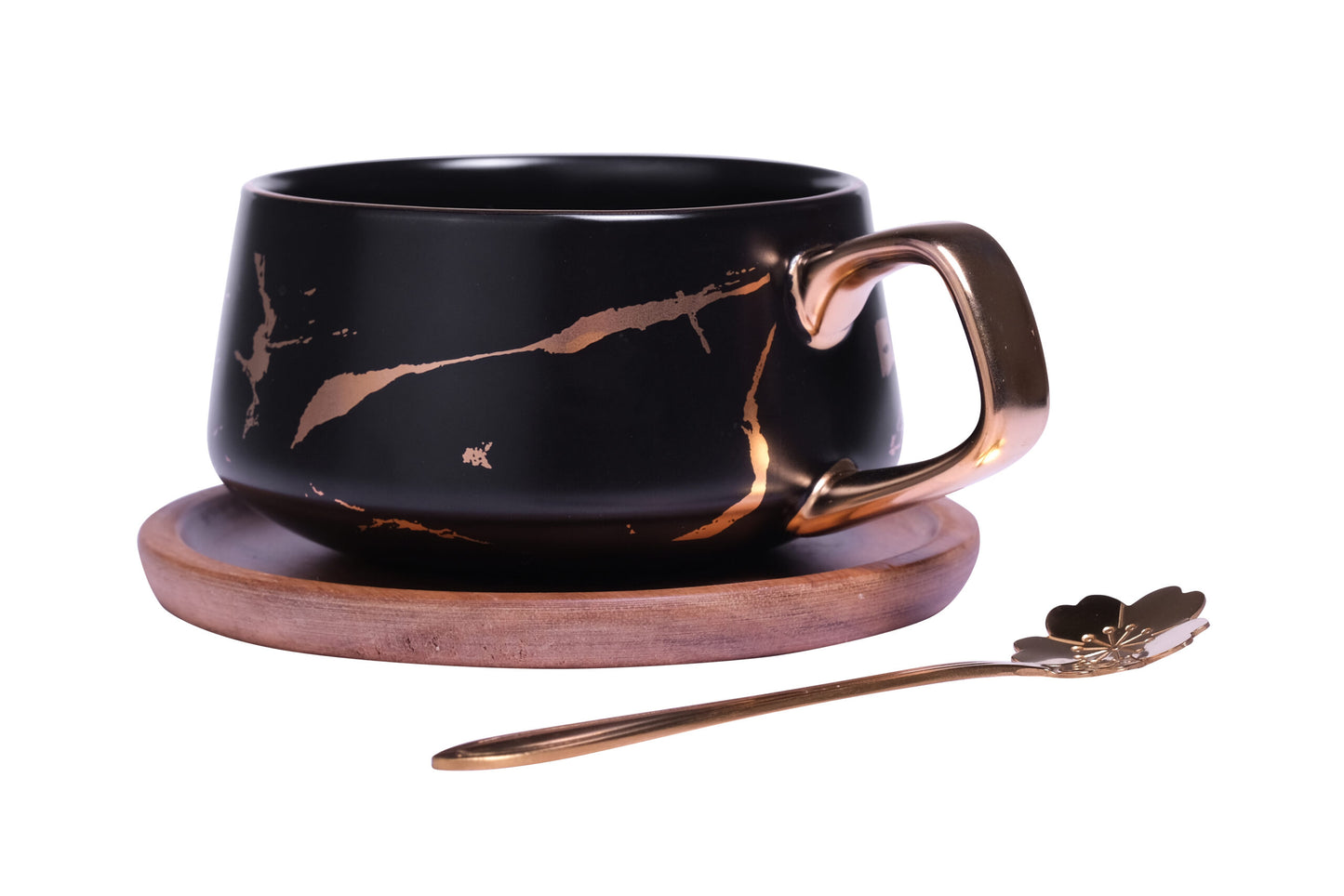 Kintsukuroi Teacup & Saucer Black