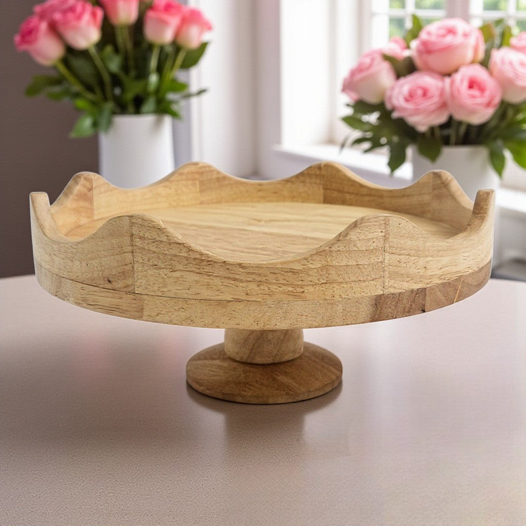 Cake Stand Scalloped Wooden