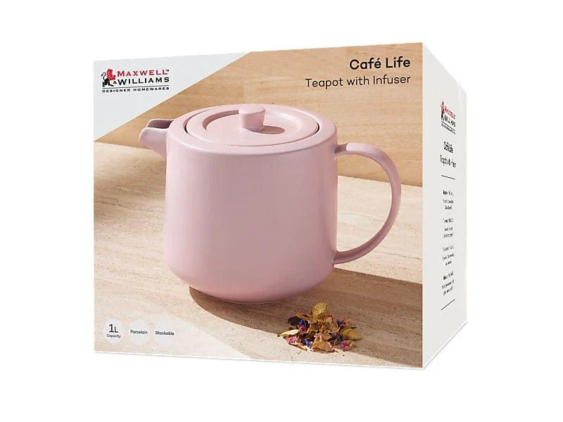 Maxwell Williams Cafe Life Teapot &Inf 1L Rose