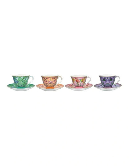 Maxwell Williams Mystique Tall Cup & Saucer Set 4