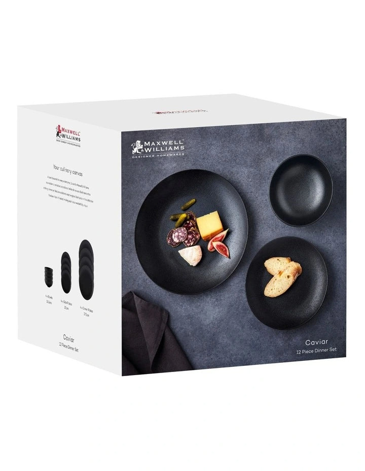 Maxwell Williams Caviar Dinner Set 12 Piece Black