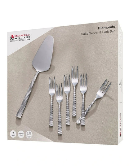 Maxwell Williams Diamonds Cake Server&Fork Set 7Pc