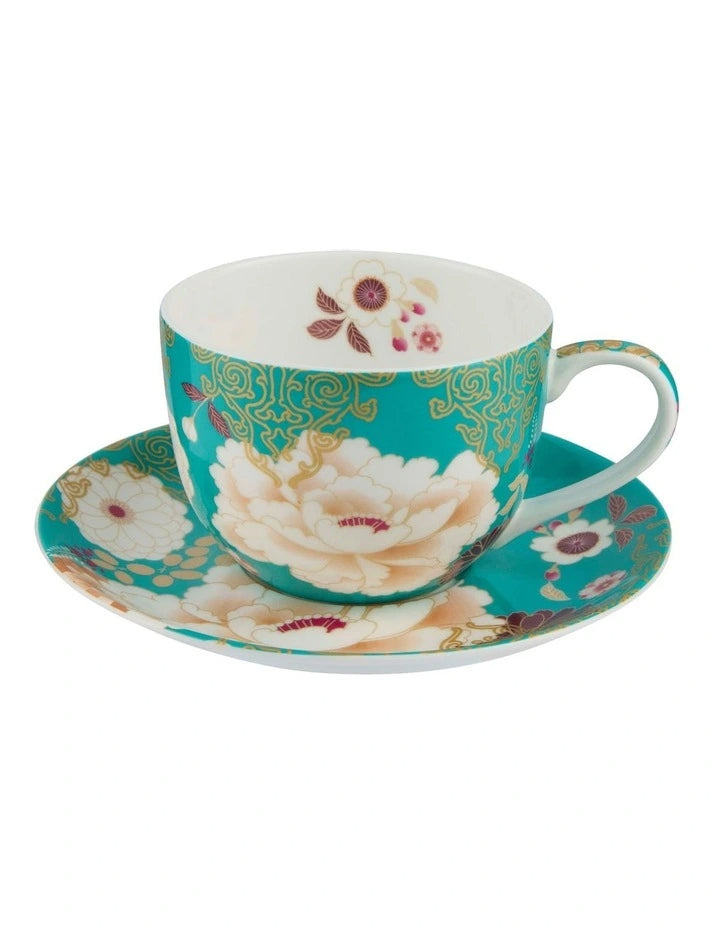 Maxwell Williams Kimono Cup & Saucer Teal 300ml