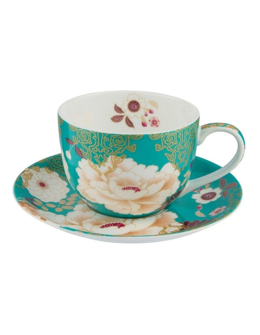Maxwell Williams Kimono Cup & Saucer Teal 300ml