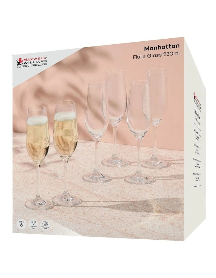 Maxwell Williams Manhattan Flute 230ml Set of 6