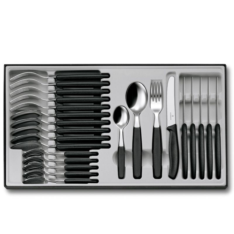 Victorinox Table Set Black with Round Tip 24Piece