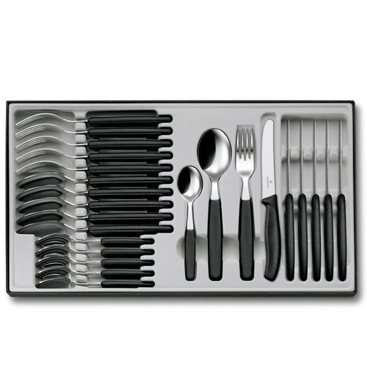 Victorinox Table Set Black with Round Tip 24Piece