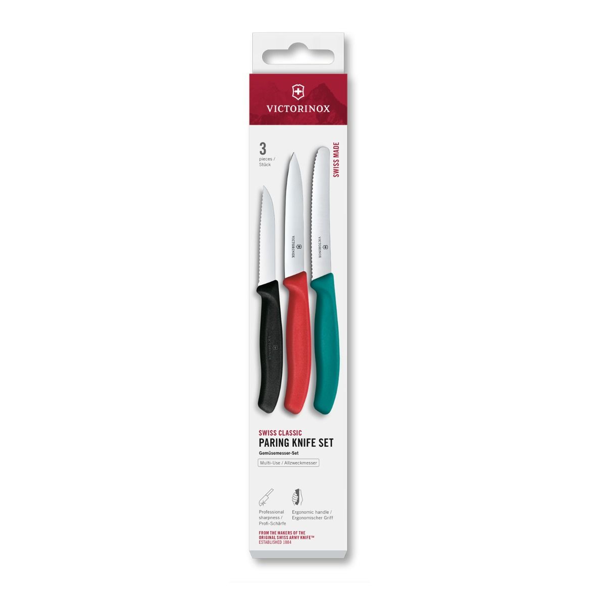 Victorinox Paring Knife Set of 3 Kale Red Black