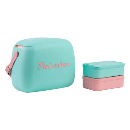 Polarbox Retro Cooler & 2 Lunch 6L Cyan Rosa