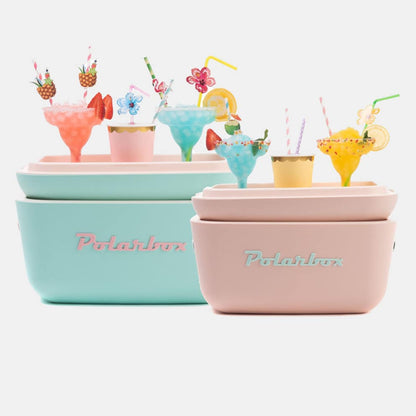 Polarbox Retro Cooler 20L Turquoise with Pink Stra