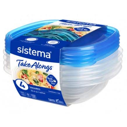 Sistema Small Deep Square 4 Pack 669ml