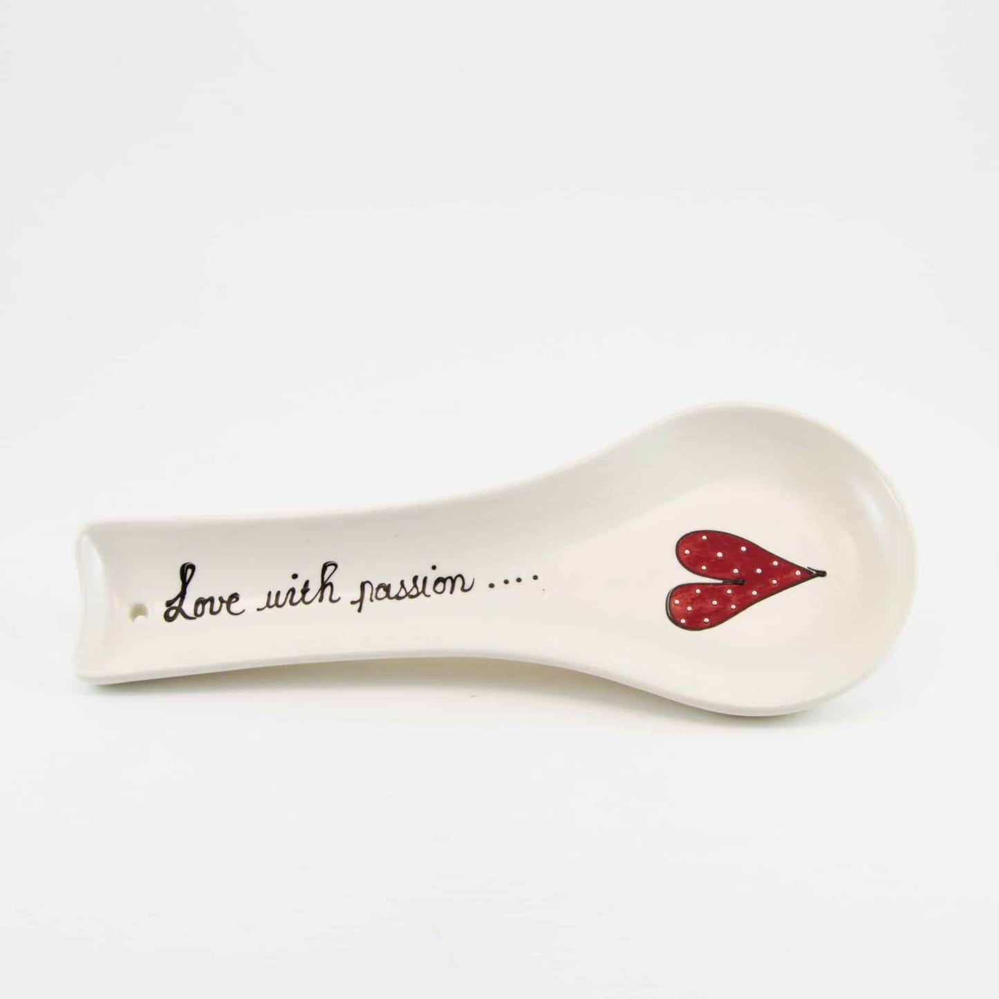 Spoon Rest Flat Heart & Words Red