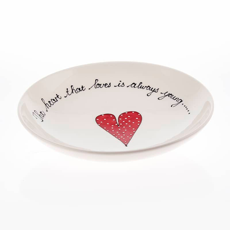 Pasta Bowl Medium Heart & Words Red