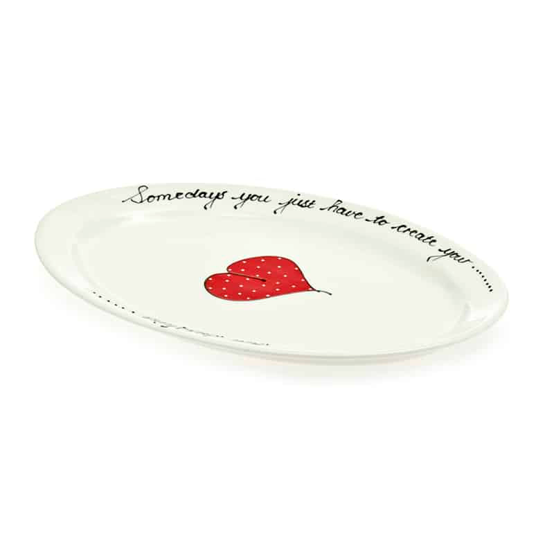 Loaf  Platter Heart & Words Red