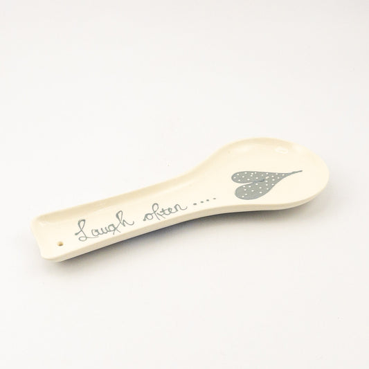 Spoon Rest Flat Heart & Words Grey