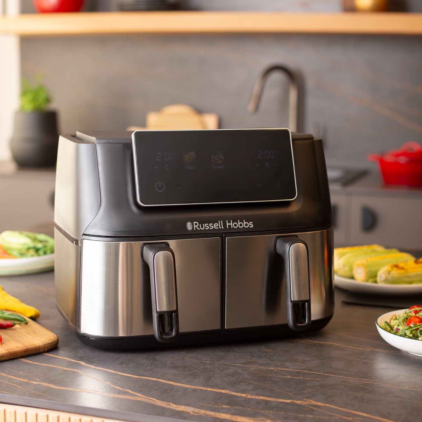 Russell Hobbs Dual Air Fryer 9L Stainless Steel