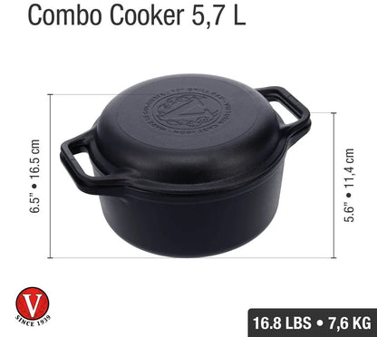 Victoria Cast Iron Casserole with Lid 5.7L