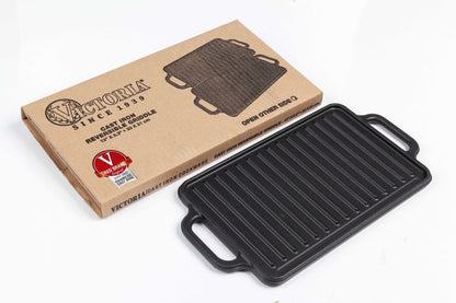 Victoria Cast Iron Rectangular Griddle 32cm