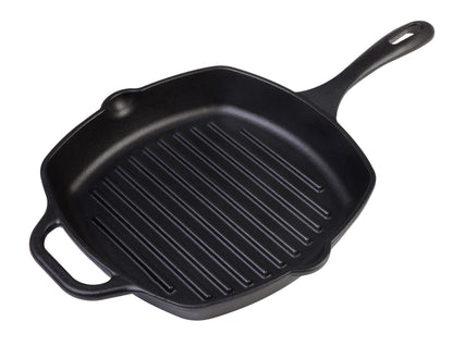 Victoria Cast Iron Square Grill Pan Seasoned 26cm