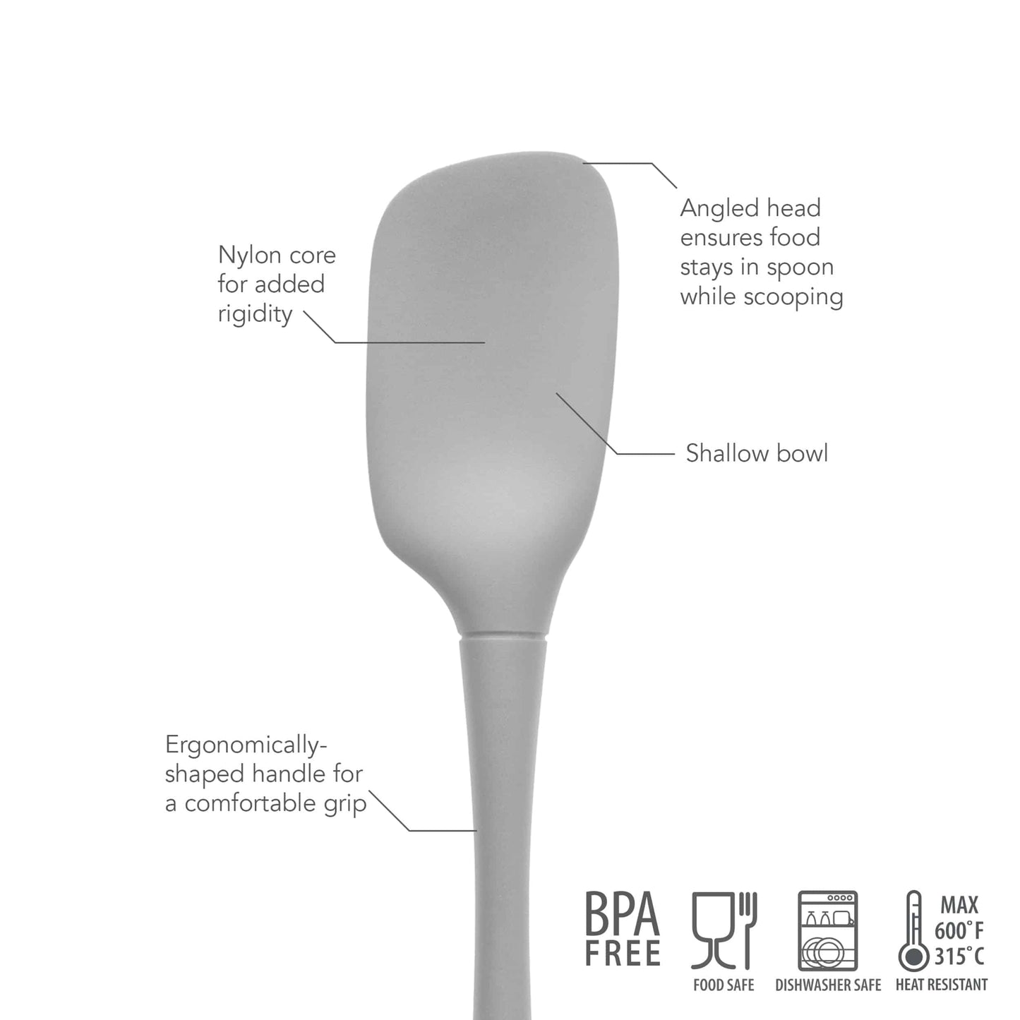 Tovolo Flex Core All Silicone Spoonula Oyster Grey