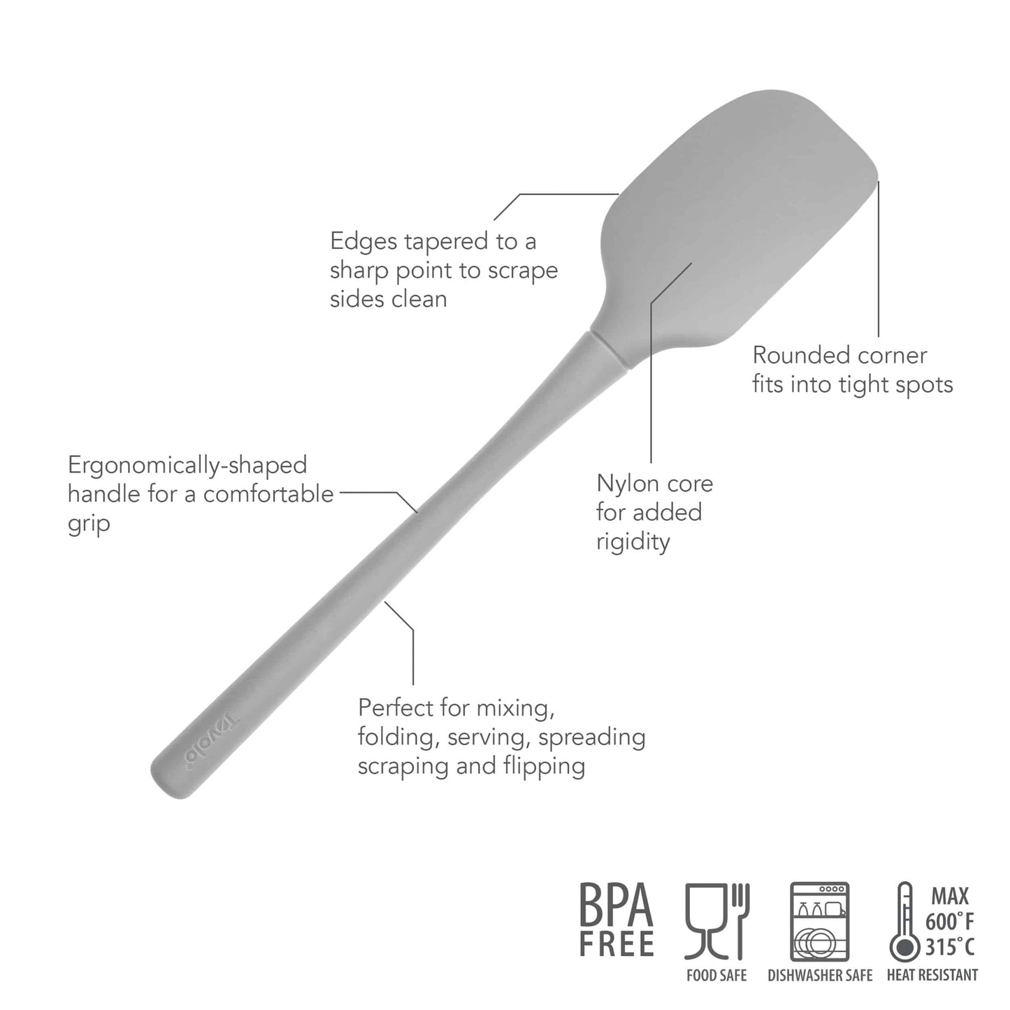 Tovolo Flex Core All Silicone Spatula Oyster Gray