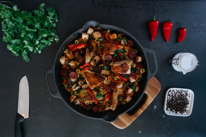 Victoria Enamelled Cast Iron Skillet w Handles 33c