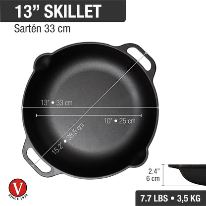 Victoria Enamelled Cast Iron Skillet w Handles 33c